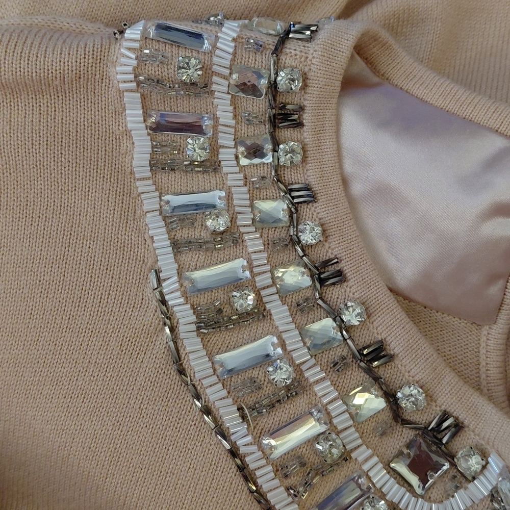 Boden Beaded Collar Pink Sweater - Picture 8 of 9
